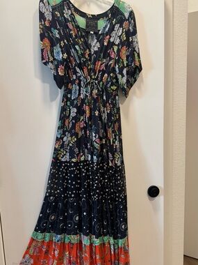 johnny was dolman shirt dress Floral Embroidered Midi Dress with Dolman Sleeves